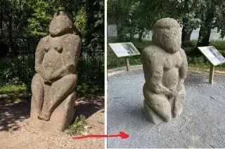 900-летняя Половецкая баба провалилась в землю в Коломенском