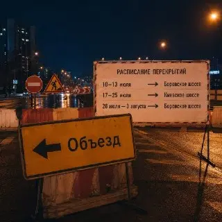 Ночные Перекрытия Дорог: Строительство Путепровода Боровского Шоссе