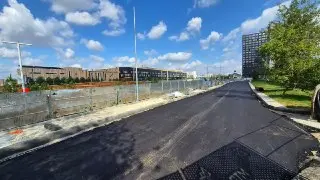 На выезде с Корабельной положили первый слой асфальта