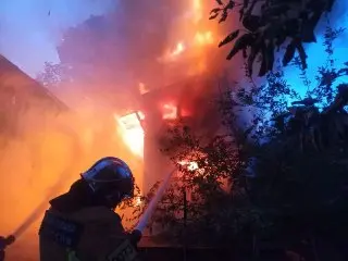 Пожар в частном доме на улице Дачная в Семхозе