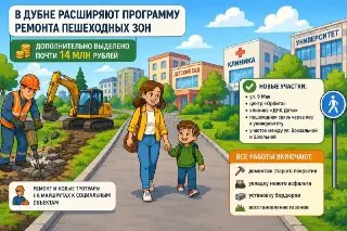В Дубне обновят пешеходные зоны: выделено 14 млн рублей