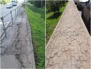 Жители Лобни требуют ремонта разрушенных тротуаров