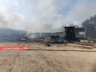 В Клину произошел крупный пожар на промышленной территории