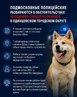 Полицейские расследуют нападение собаки на ребенка в Подмосковье