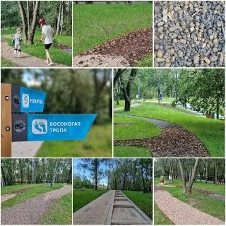 В парке Яуза появилась новая босоногая тропа для прогулок