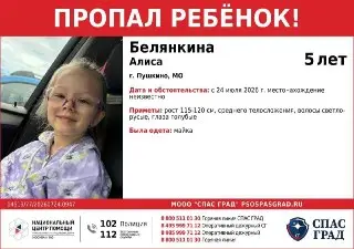 Пропажа 5-летней Алисы в Пушкино: Начались поиски