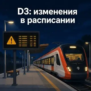 Изменения в движении поездов D3 на выходных 25-26 июля