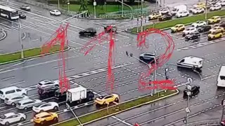 ДТП у метро «Домодедовская»: Ford Mustang на лестнице