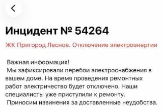 Авария: Электричество пропало в пригороде Лесное