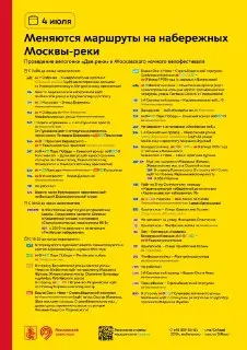Изменения маршрутов на набережных Москвы во время велогонки