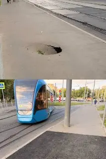 Яма у трамвайной остановки в Богородском устранена