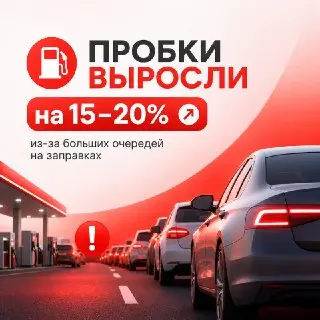 Пробки в столице увеличились на 20% из-за очередей на заправках