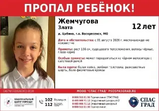 В Воскресенске продолжаются поиски 12-летней девочки Златы