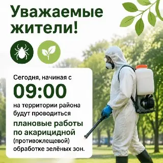 Плановая Обработка Зелёных Зон: Защита от Клещей Начнётся Сегодня